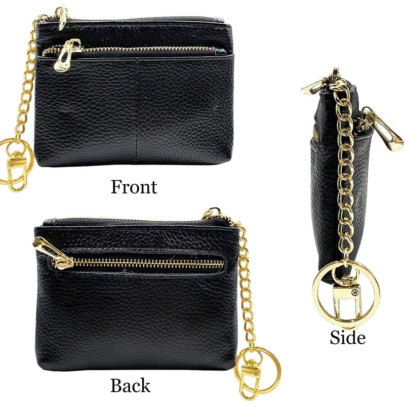 Beurlike Womens RFID Coin Purse Change Wallet Small Leather Card Holder Keychain (black) - Image 3